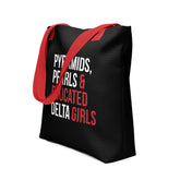 Pyramids Pearls & Educated Delta Girls Tote - Black Multi Red